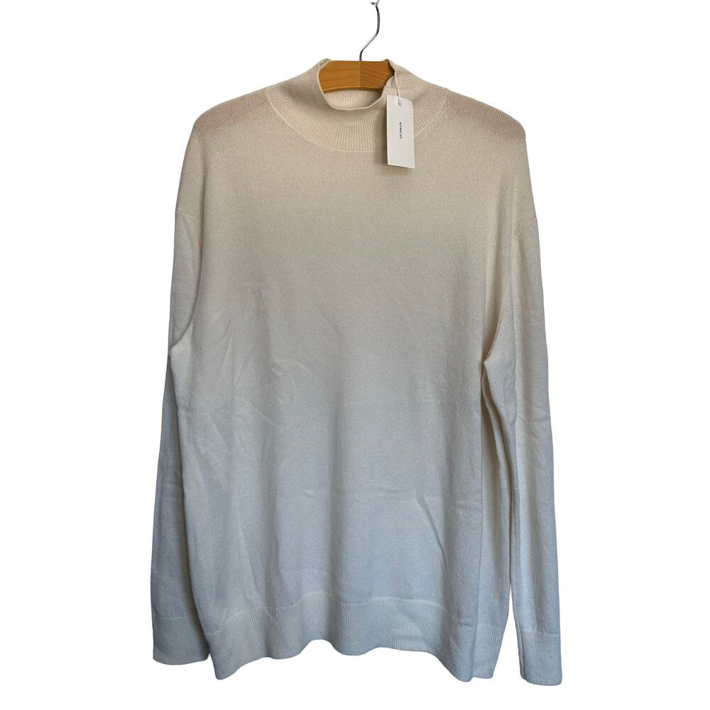 NWT Vince Cashmere Weekend Turtleneck Sweater Cream Oversized Quiet Luxury XL